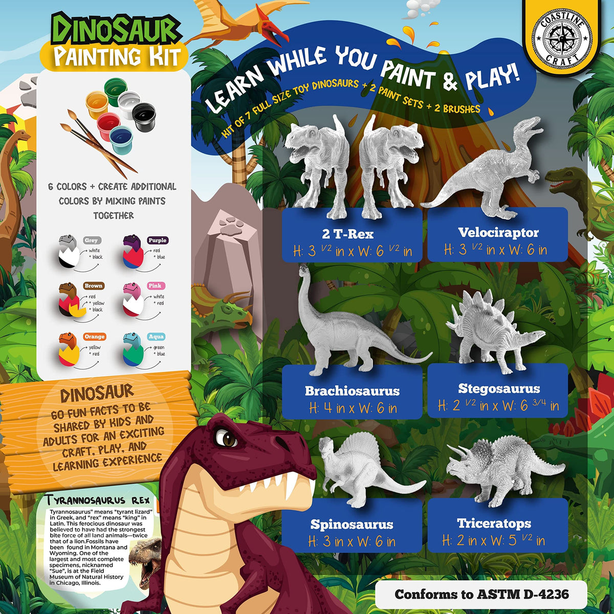 COASTLINE CRAFT trivia sheet with 60 facts to spark dinosaur learning.