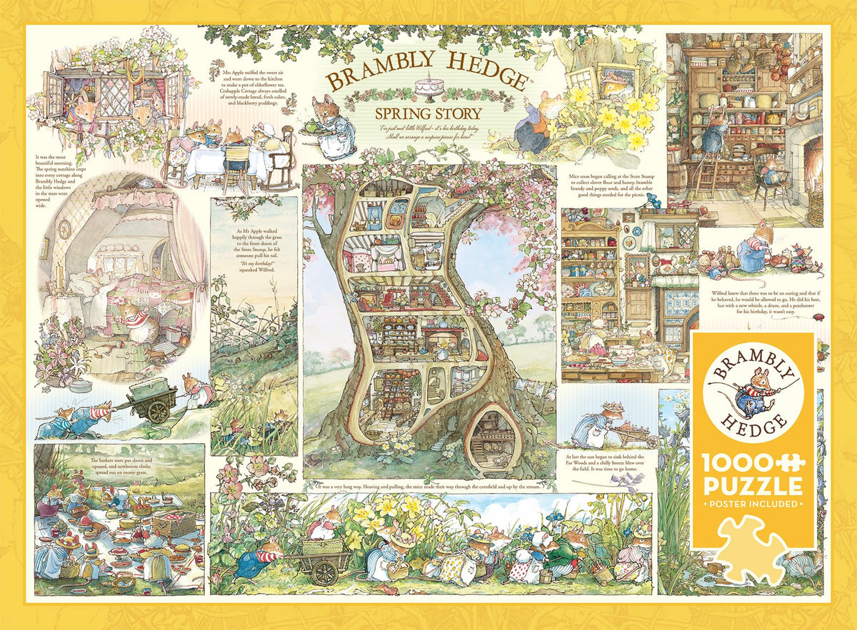 Cobble Hill Brambly Hedge Spring Story recycled cardboard supports eco-friendly crafting.