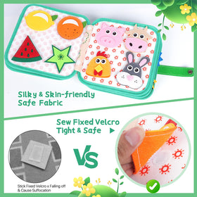 Cobelae Busy Book colorful pages teach colors, numbers, and shapes through hands-on play.