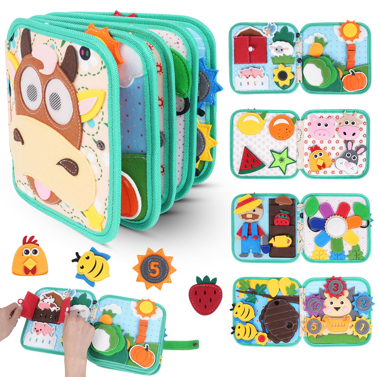 Cobelae Busy Book feeding games boost fine motor skills during travel.