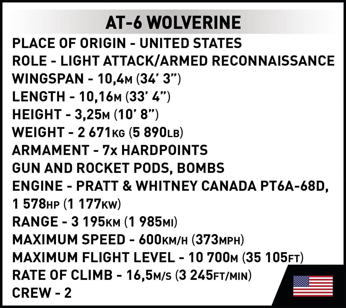 COBI AT-6 Wolverine scale model on shelf demonstrates a compact 22 x 8 x 21.5 cm footprint