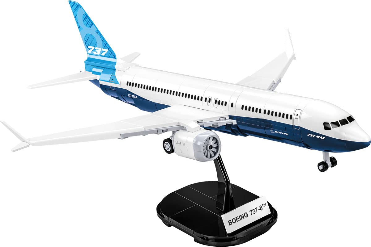 COBI Boeing 737-8 plane moving parts enable interactive play.