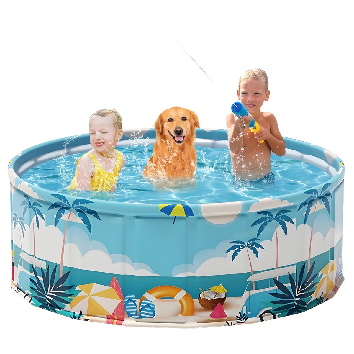 COBOPANDA foldable pool in backyard showing large size for family fun