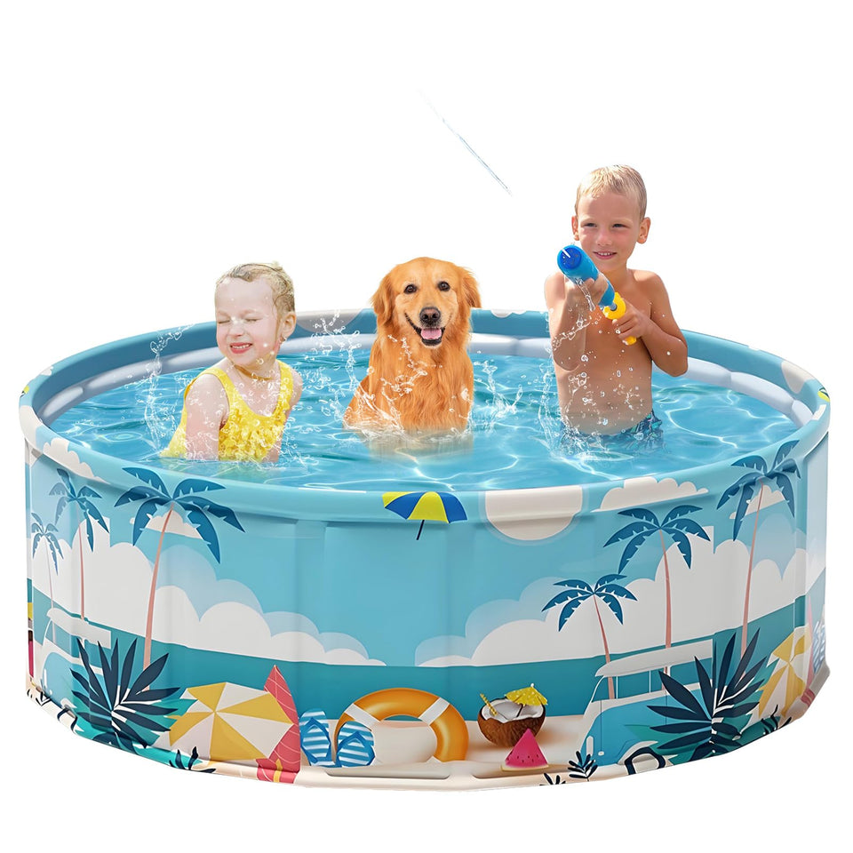 COBOPANDA foldable pool in backyard showing large size for family fun