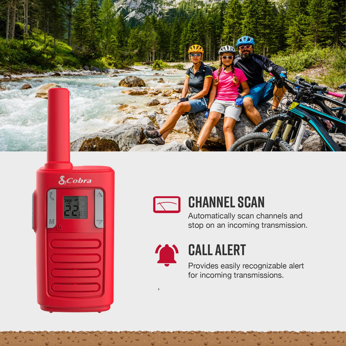 Cobra RX100 channel scan and call alerts for seamless coordination.