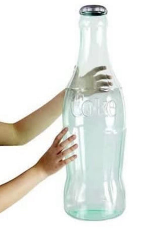 Coca-Cola 21inch clear bottle bank front view showcasing branding and build quality