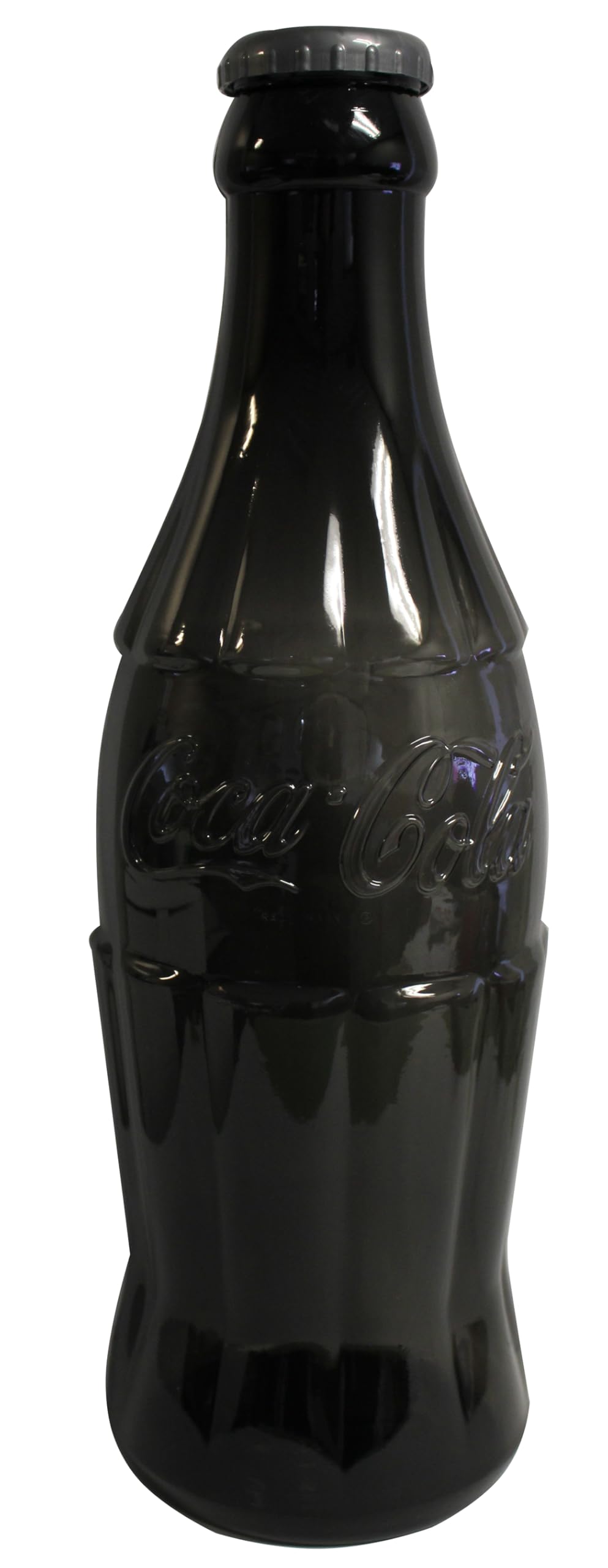 Coca-Cola neon black bottle bank adds bold decor while storing coins.