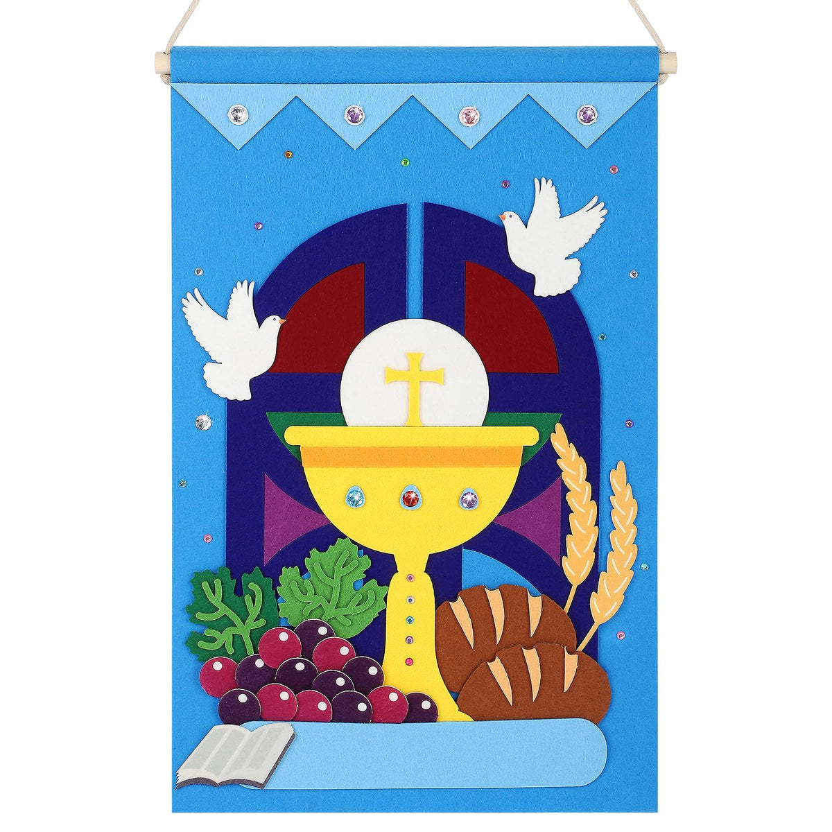 COCHIE First Communion Banner Kit assembly with durable felt banners for kids' crafts.