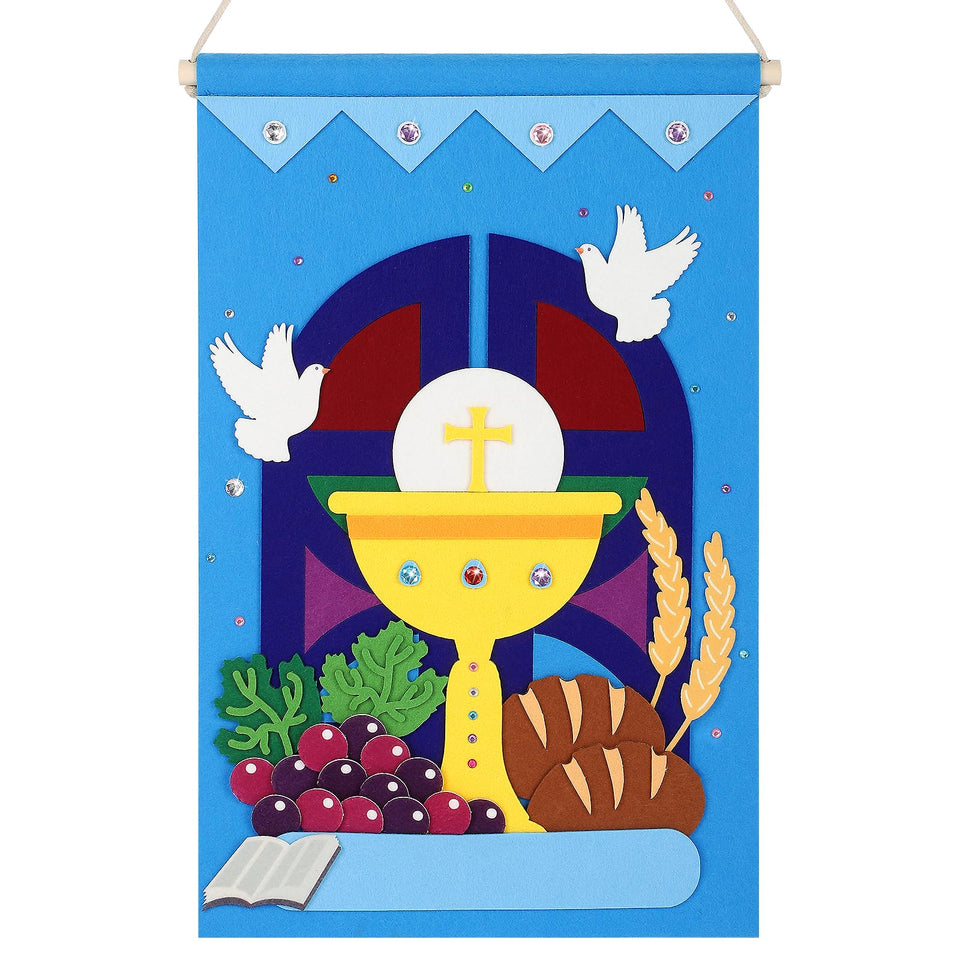 COCHIE First Communion Banner Kit assembly with durable felt banners for kids' crafts.