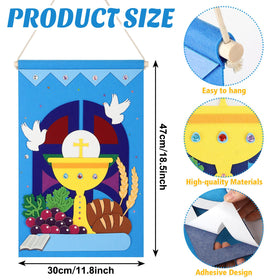 COCHIE banner kit close-up shows detailed sacramental symbols for educational activities.