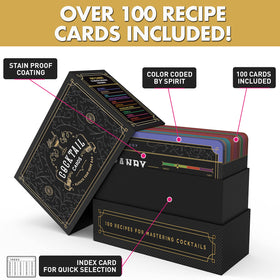 Cocktail Cards card shows ingredients, steps, and flavor notes