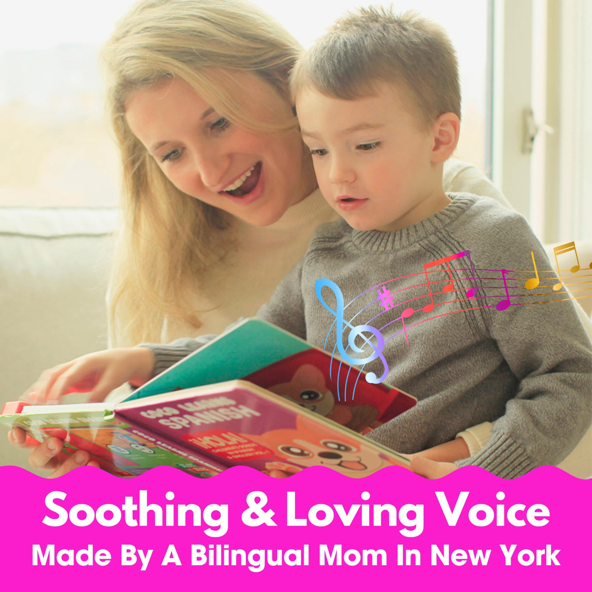 Coco Learns Spanish first words page features everyday vocabulary for toddlers.