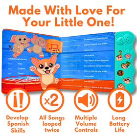 Coco Learns Spanish Vol. 2 musical songs engage toddlers during playtime.