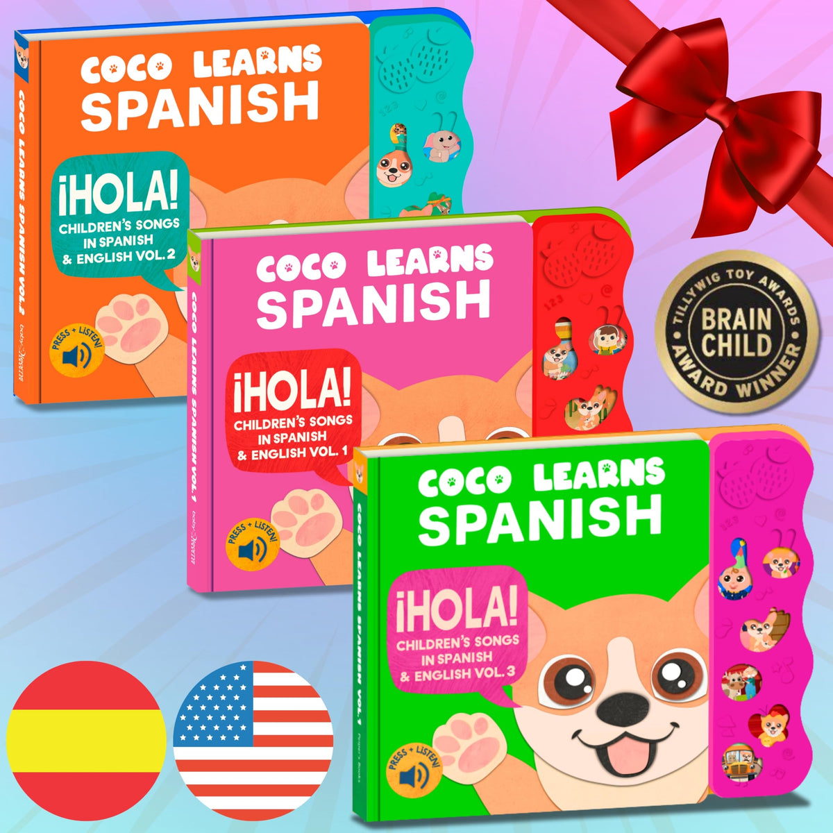 Coco Learns Spanish Vol.3 front-facing speaker delivers clear audio for independent play.