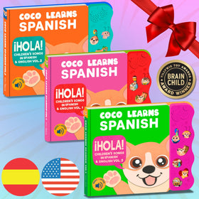 Coco Learns Spanish Vol.3 front-facing speaker delivers clear audio for independent play.