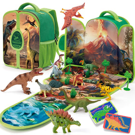 COCOandFriends dinosaur backpack open showing storage for travel play