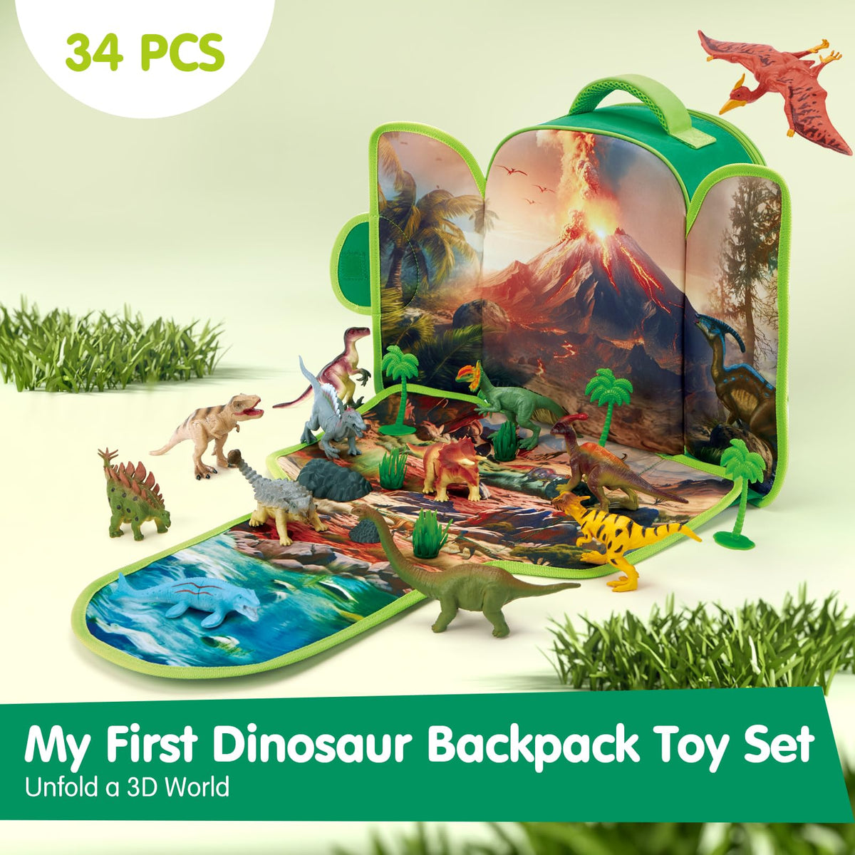 COCOandFriends foldable 3D dino mat ready for quick setup