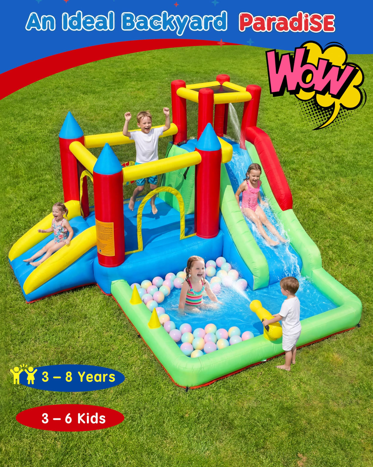 COCOFISH 9-in-1 bounce house ball pit area sparks active play