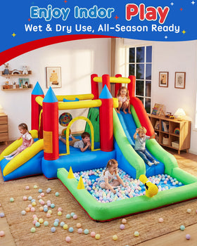 COCOFISH 9-in-1 bounce house basketball hoop for target tossing