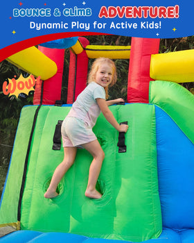 COCOFISH 9-in-1 bounce house climbing wall encourages climbing and exploration