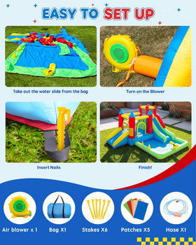 COCOFISH 9-in-1 bounce house quick setup with included blower and accessories