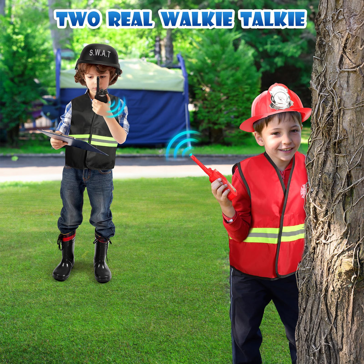 Cocojeci firefighter extinguisher and accessories for interactive pretend play