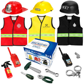 Cocojeci firefighter set with hat and vest for imaginative play