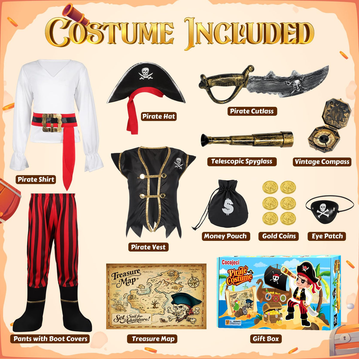 Cocojeci pirate costume hat with headband for authentic style.