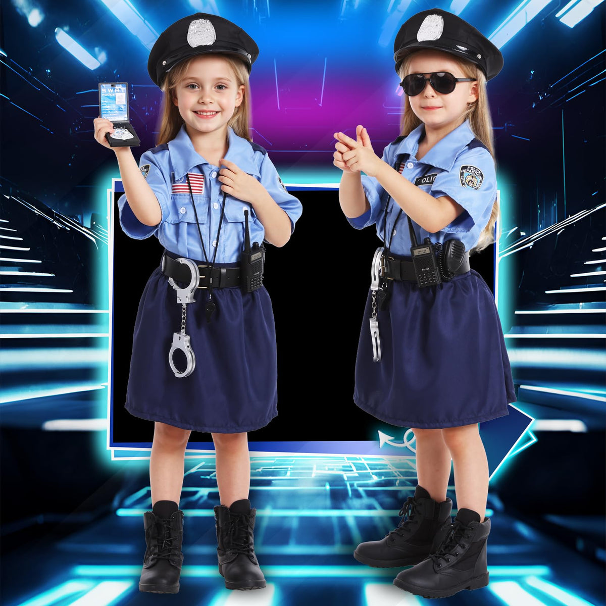 Cocojeci police costume skirt supports comfy movement during pretend play.