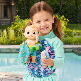 CoComelon JJ inflatable floatie for relaxed sea-side pretend play.