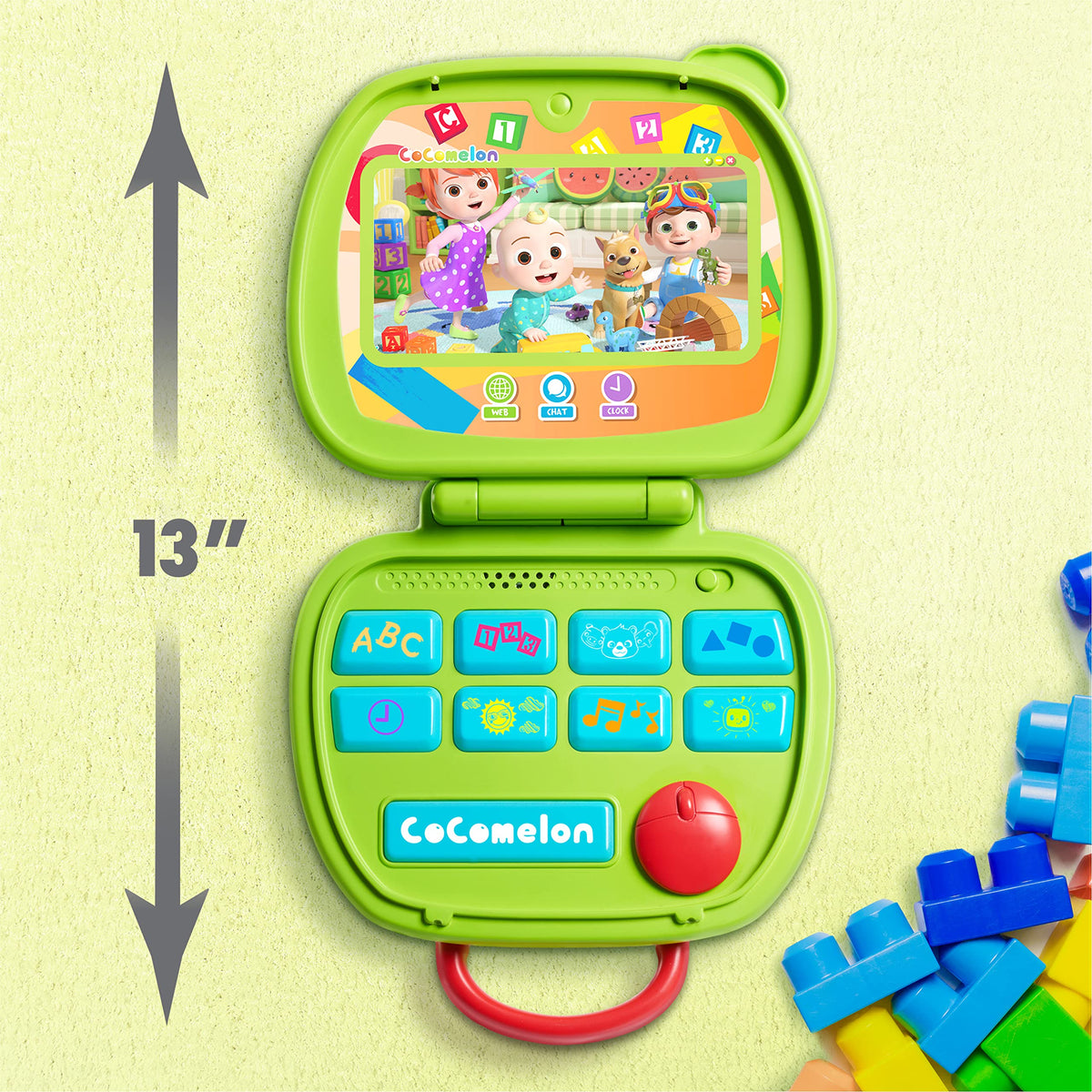 CoComelon Sing and Learn Laptop folds for travel friendly learning