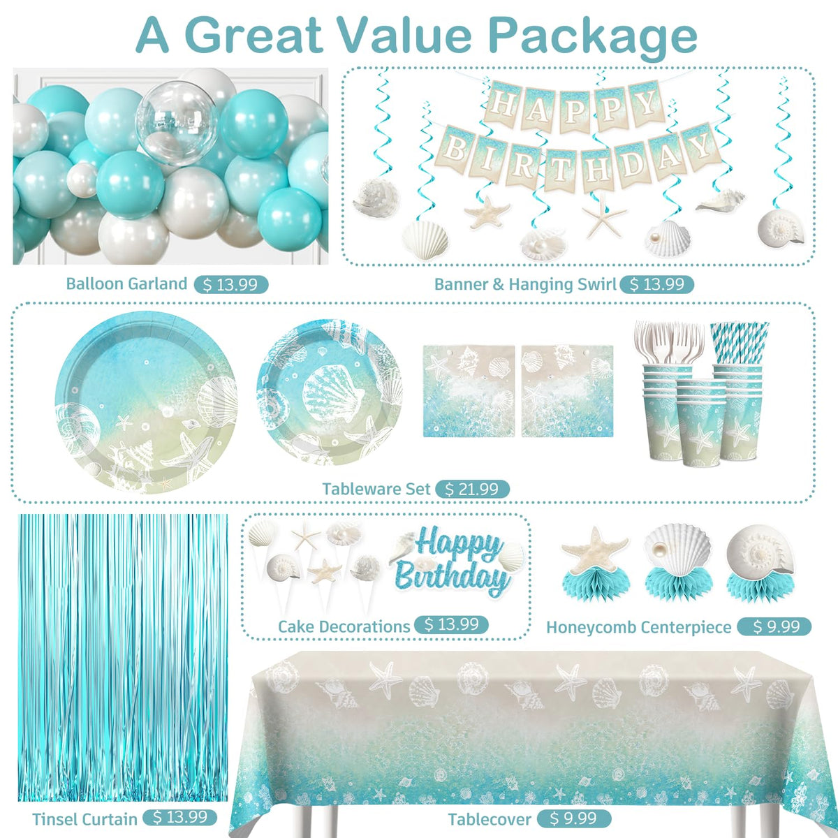Cocomigo beach cake topper adds a festive focal point to desserts.