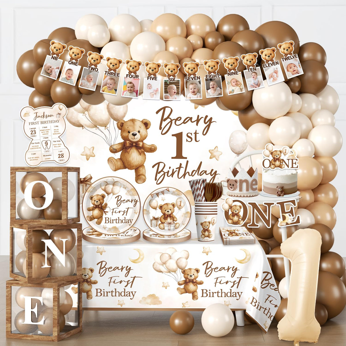 Cocomigo Beary first banner, bright colors ideal for cute birthday photos