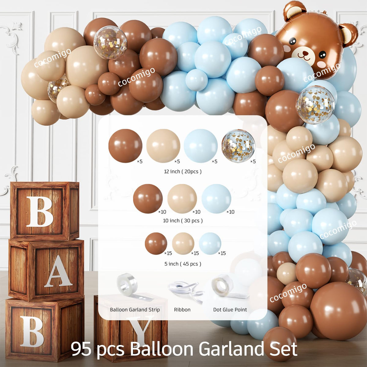 Cocomigo blue bear cake topper highlights the celebration centerpiece