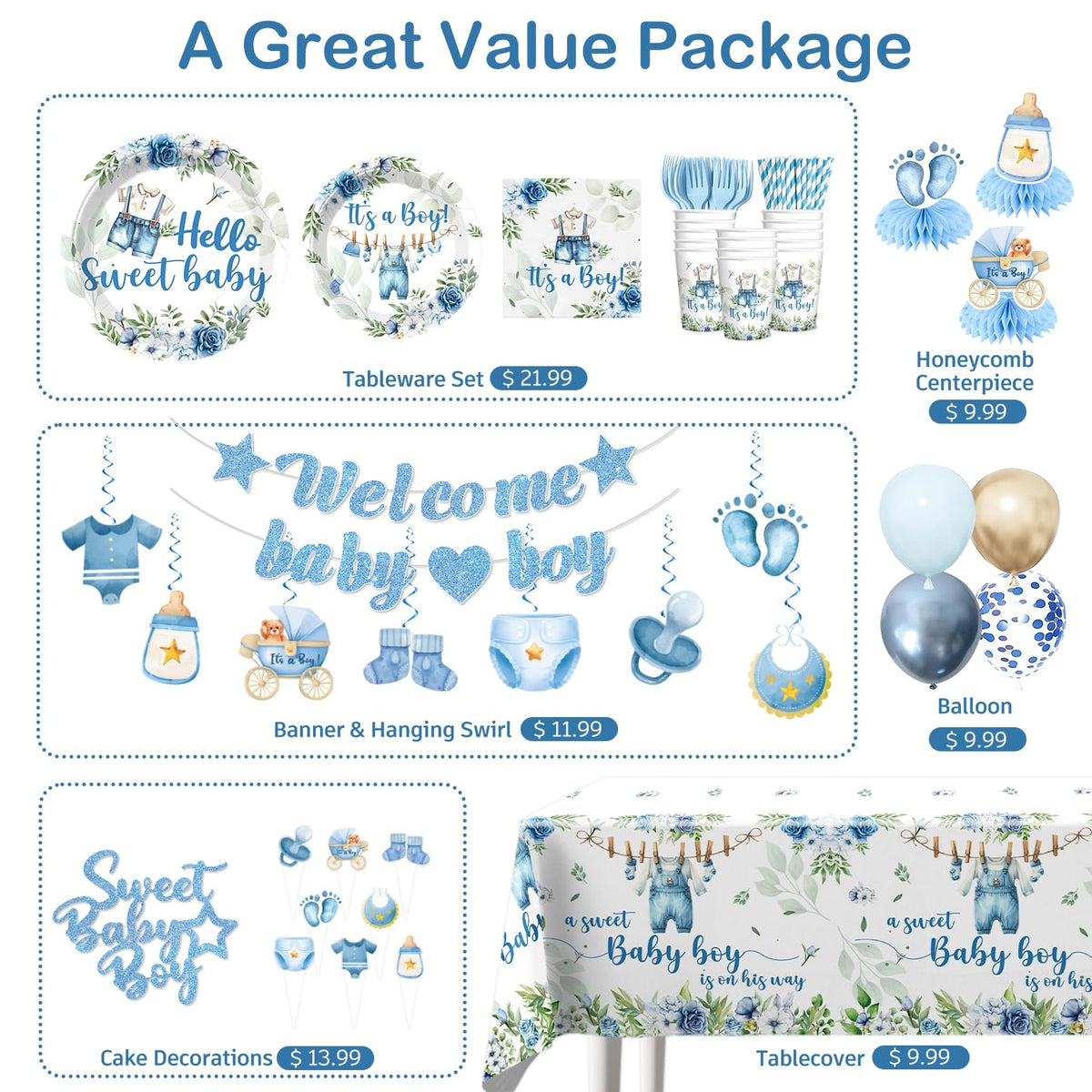 Cocomigo blue honeycomb centerpieces add dimension to table decor