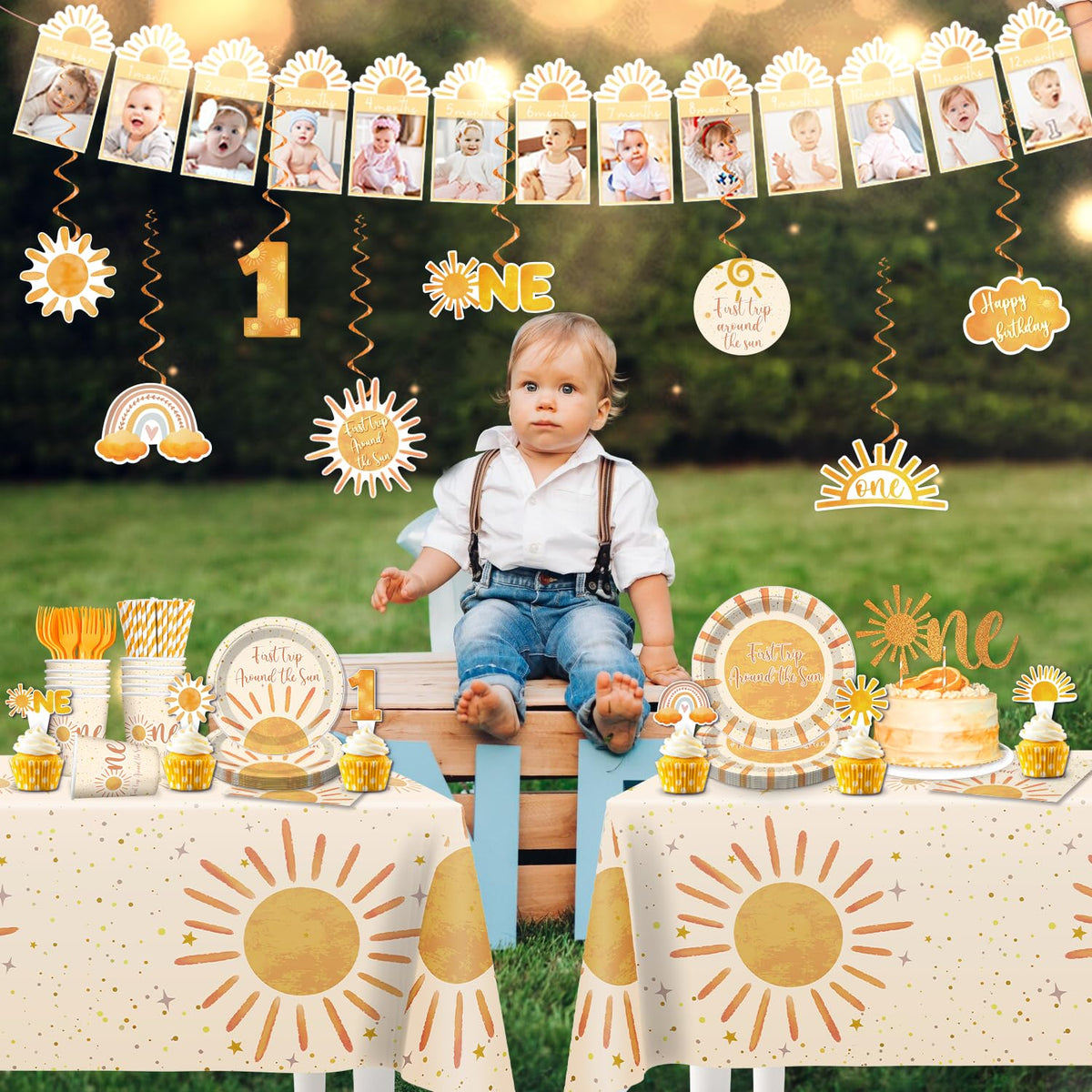 cocomigo Boho cake topper highlights the milestone moment.