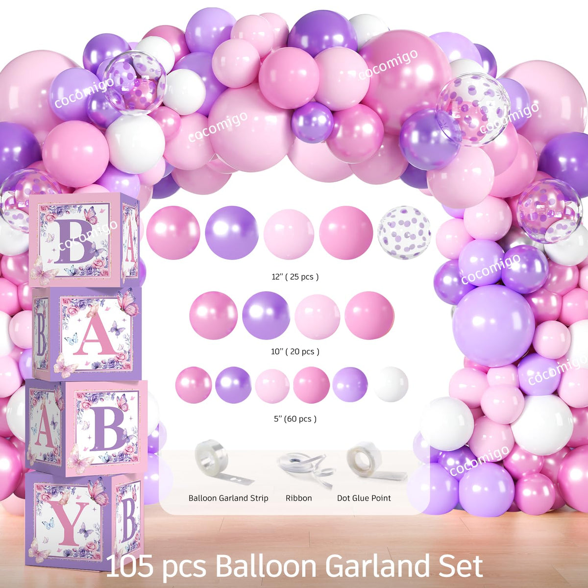 Cocomigo butterfly baby shower backdrop offers reusable photo moments