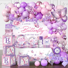 Cocomigo butterfly baby shower banner adds a festive welcome to the party