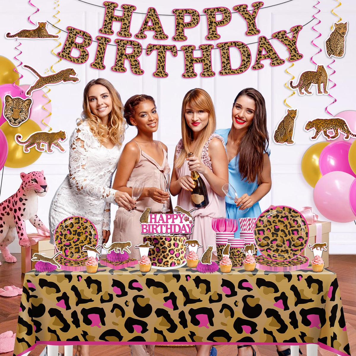 Cocomigo cheetah party ware for 25 guests enables easy disposable setup