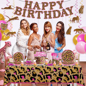 Cocomigo cheetah party ware for 25 guests enables easy disposable setup