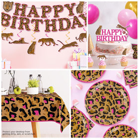 Cocomigo cheetah tablecloths protect surfaces while enhancing the theme