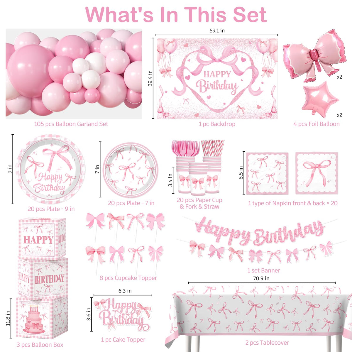 Cocomigo pink bow banner pre-strung setup for quick decorating.