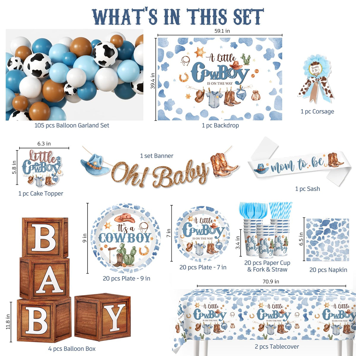 Cocomigo cowboy baby shower backdrop creates photo worthy western scenery.