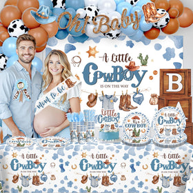 Cocomigo cowboy baby shower mom-to-be sash highlights the guest of honor.