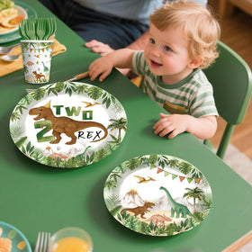 cocomigo dinosaur tableware with plates and napkins for easy cleanup