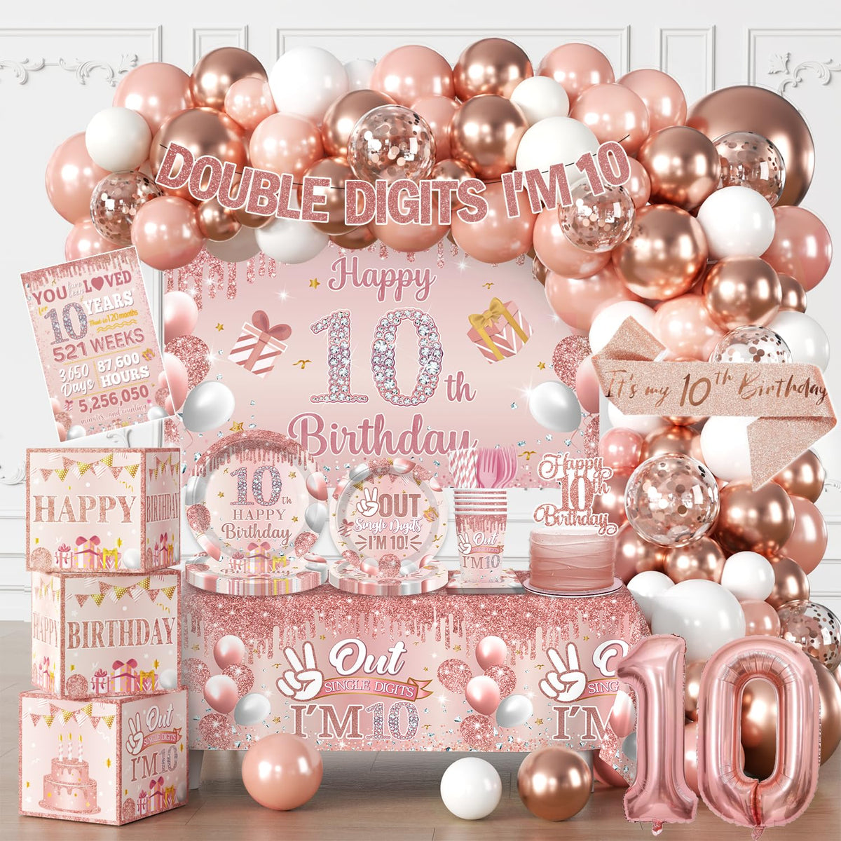 Cocomigo double digits banner prestrung for quick setup and photo moments
