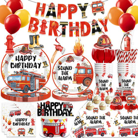 Cocomigo firetruck banner brightens party backdrop and photo ops.