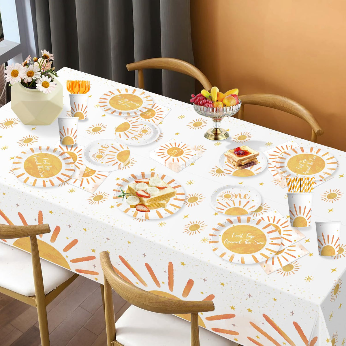 Cocomigo first trip around the sun plates and napkins, sturdy 300gsm and food-safe
