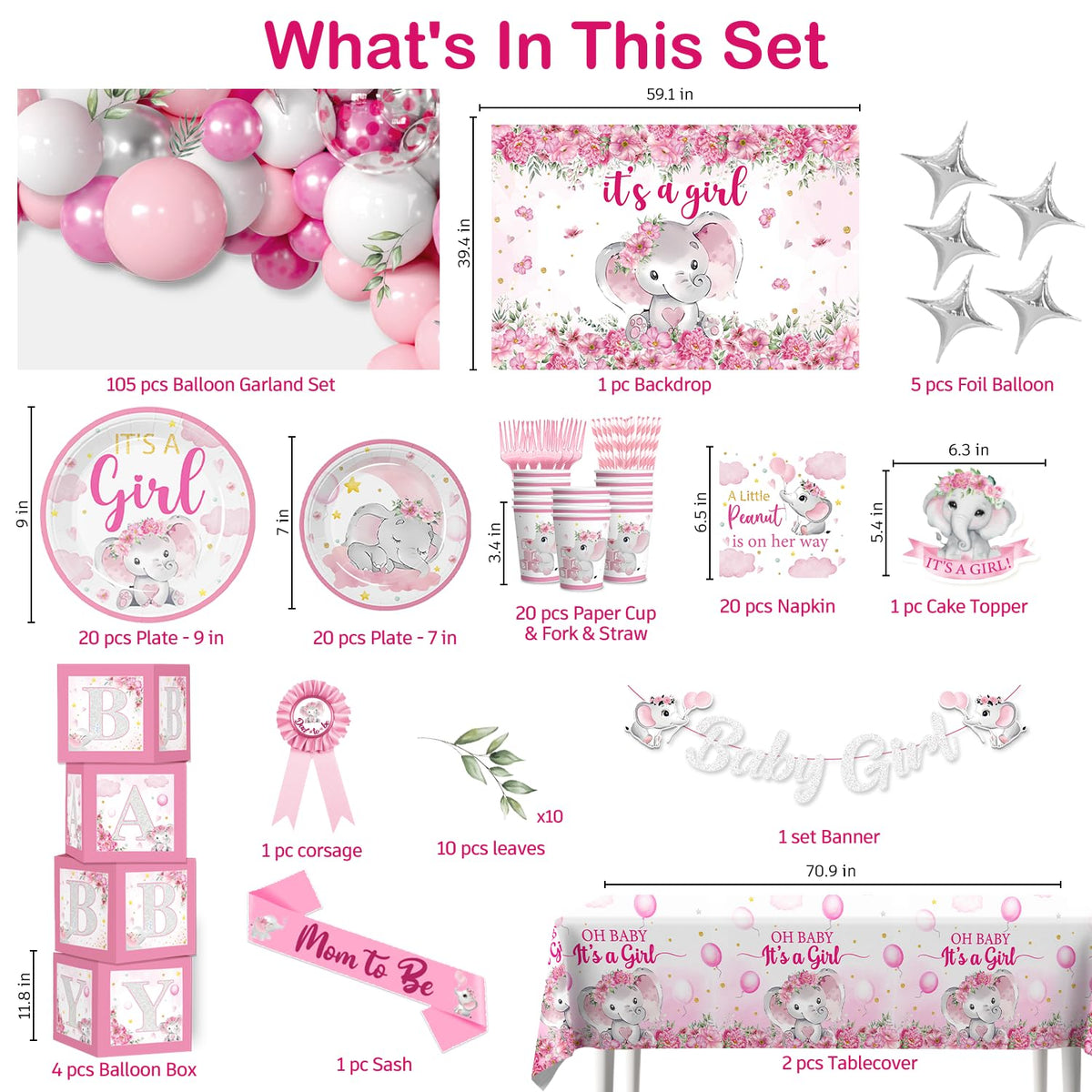 Cocomigo girl elephant tablecloths brighten tables and protect surfaces.