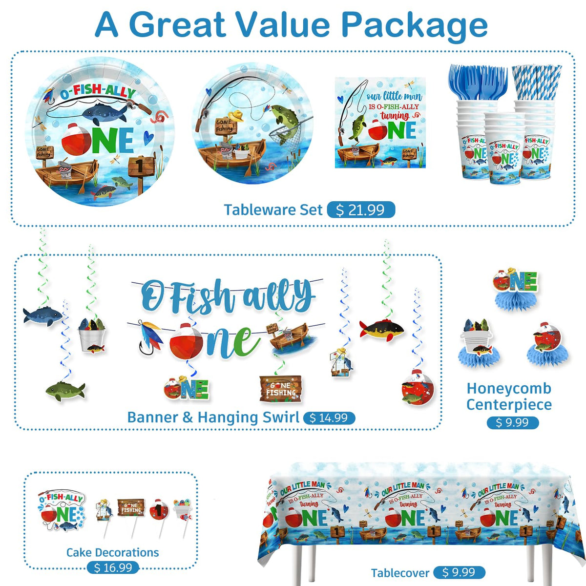 Cocomigo 7-inch plates in Gone Fishing design for easy serving